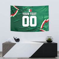 Personalized Mexico Football Tapestry Jaguar Mascot Artistic Brush Stroke Texture