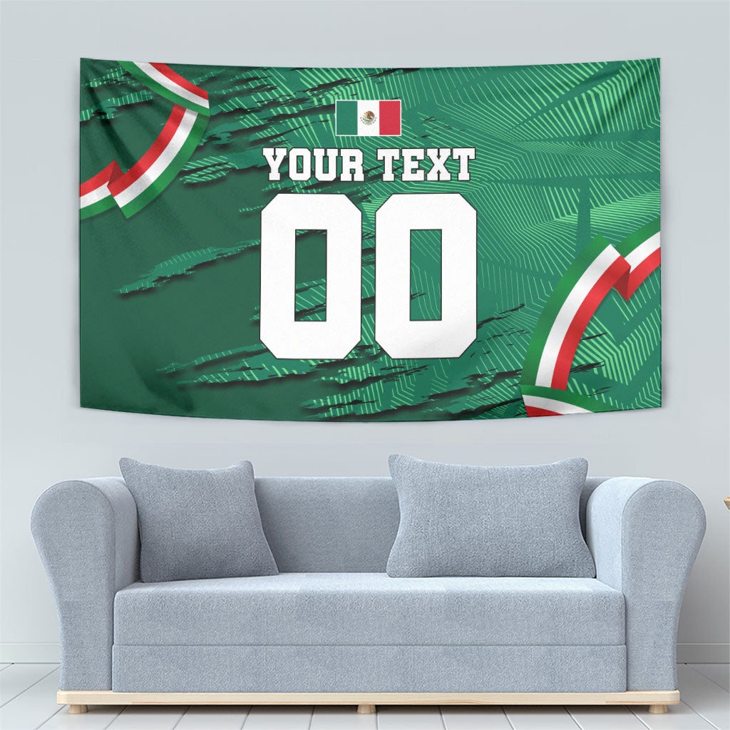 Personalized Mexico Football Tapestry Jaguar Mascot Artistic Brush Stroke Texture