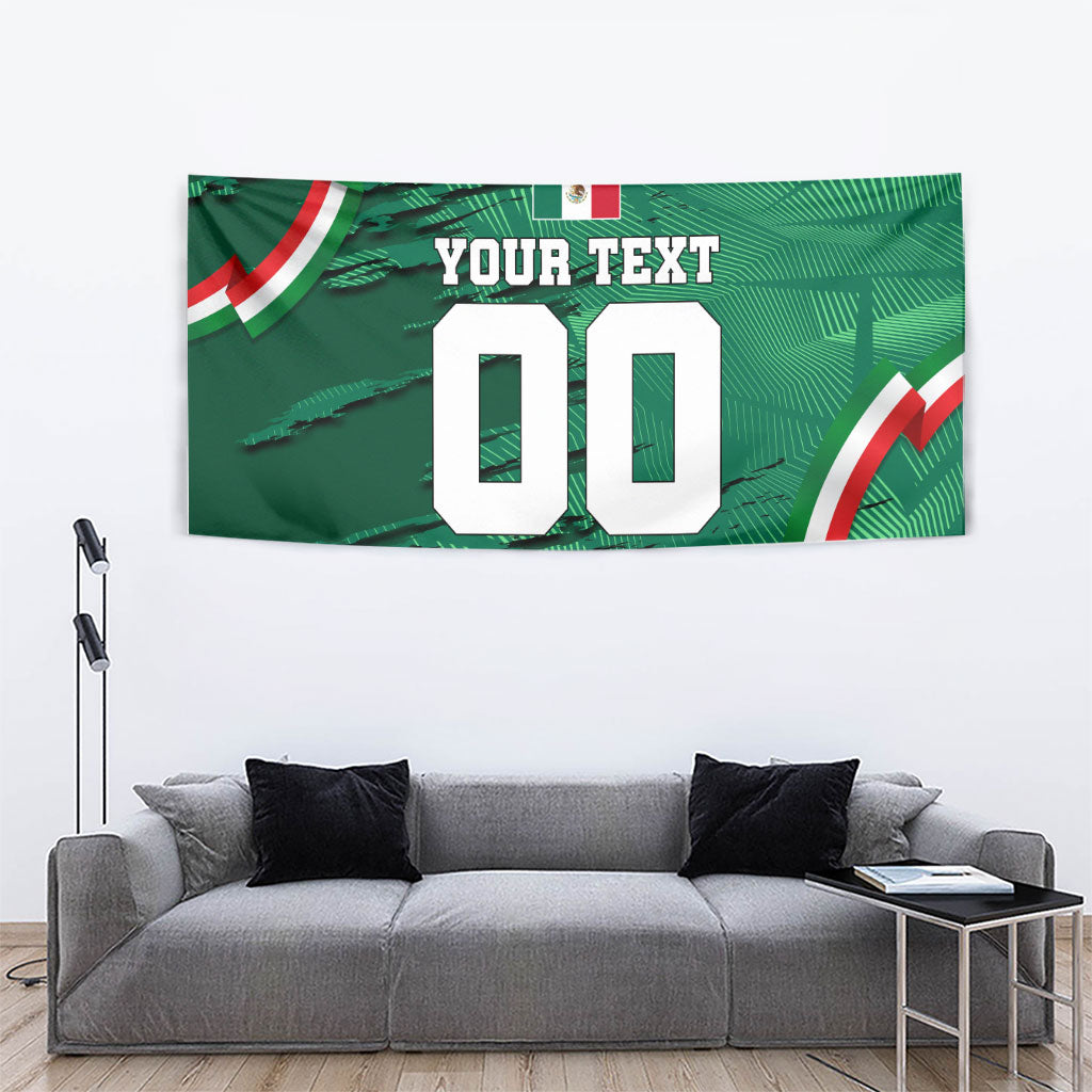 Personalized Mexico Football Tapestry Jaguar Mascot Artistic Brush Stroke Texture