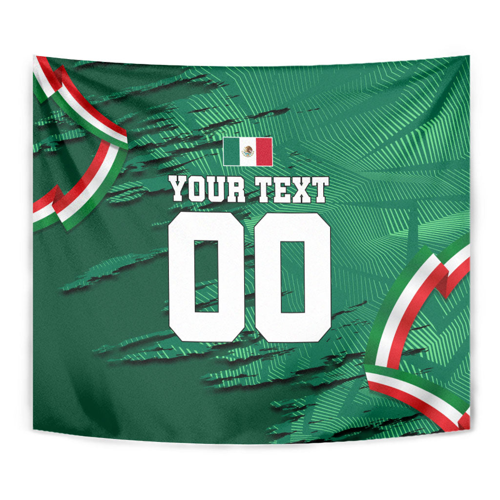 Personalized Mexico Football Tapestry Jaguar Mascot Artistic Brush Stroke Texture