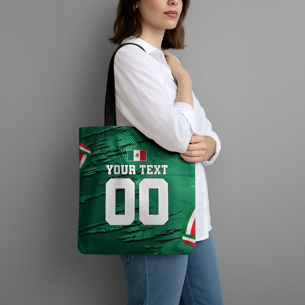 Personalized Mexico Football Tote Bag Jaguar Mascot Artistic Brush Stroke Texture