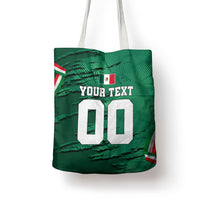 Personalized Mexico Football Tote Bag Jaguar Mascot Artistic Brush Stroke Texture