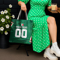Personalized Mexico Football Tote Bag Jaguar Mascot Artistic Brush Stroke Texture