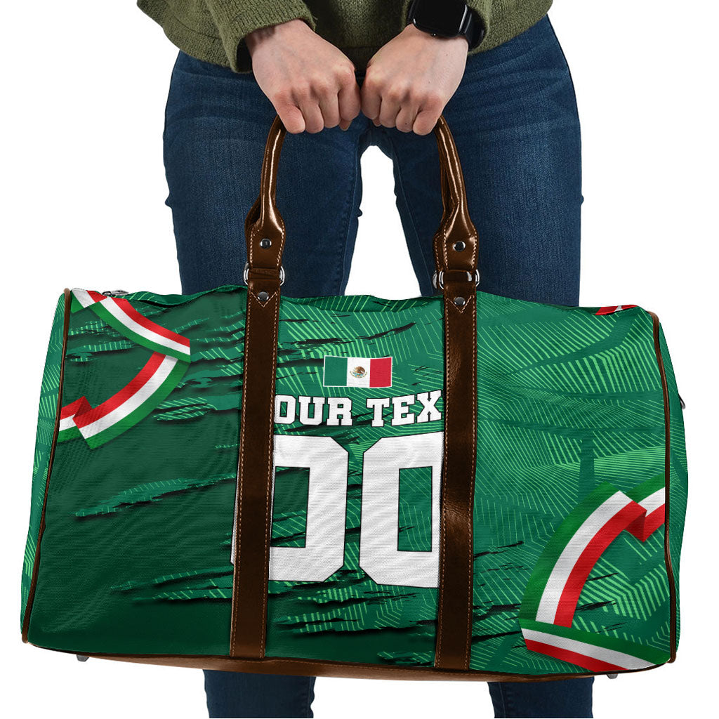 Personalized Mexico Football Travel Bag Jaguar Mascot Artistic Brush Stroke Texture