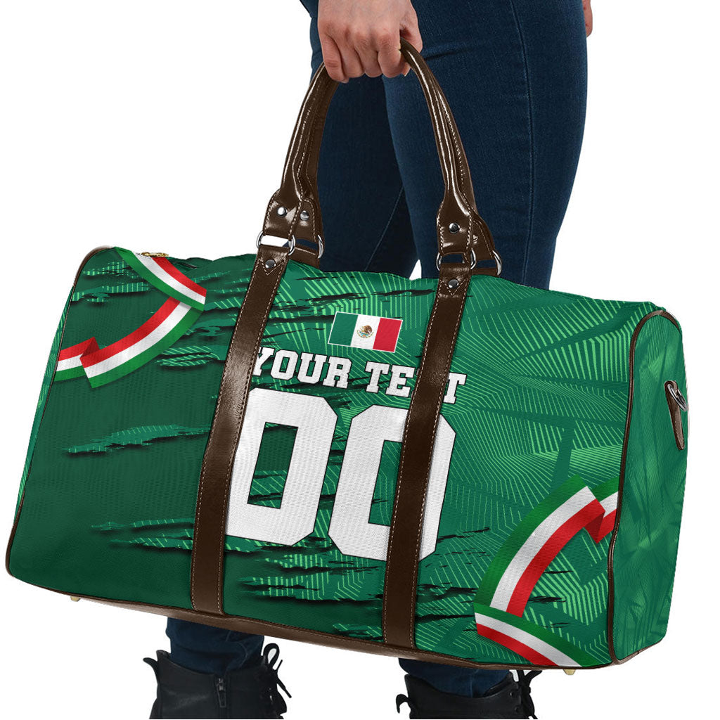 Personalized Mexico Football Travel Bag Jaguar Mascot Artistic Brush Stroke Texture