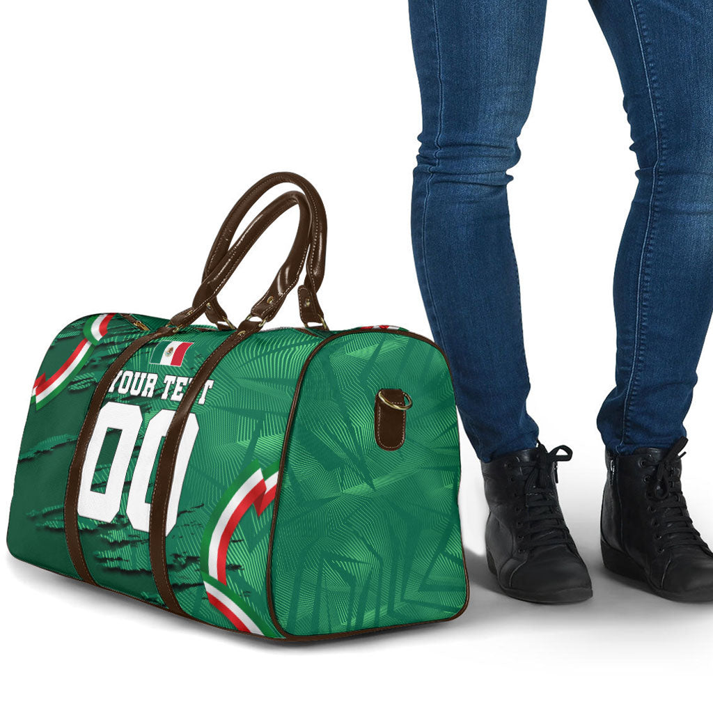 Personalized Mexico Football Travel Bag Jaguar Mascot Artistic Brush Stroke Texture