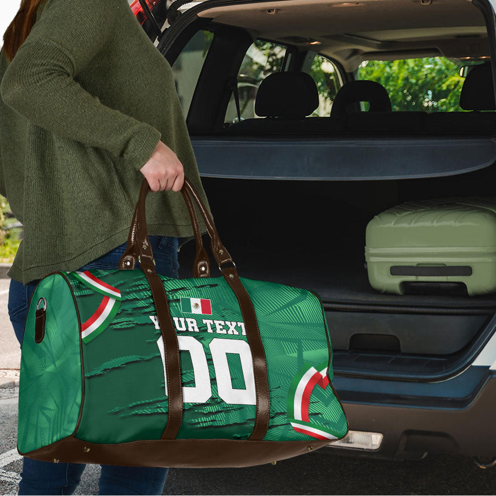 Personalized Mexico Football Travel Bag Jaguar Mascot Artistic Brush Stroke Texture