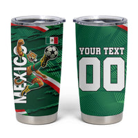 Personalized Mexico Football Tumbler Cup Jaguar Mascot Artistic Brush Stroke Texture
