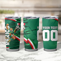 Personalized Mexico Football Tumbler Cup Jaguar Mascot Artistic Brush Stroke Texture