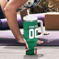 Personalized Mexico Football Tumbler With Handle Jaguar Mascot Artistic Brush Stroke Texture