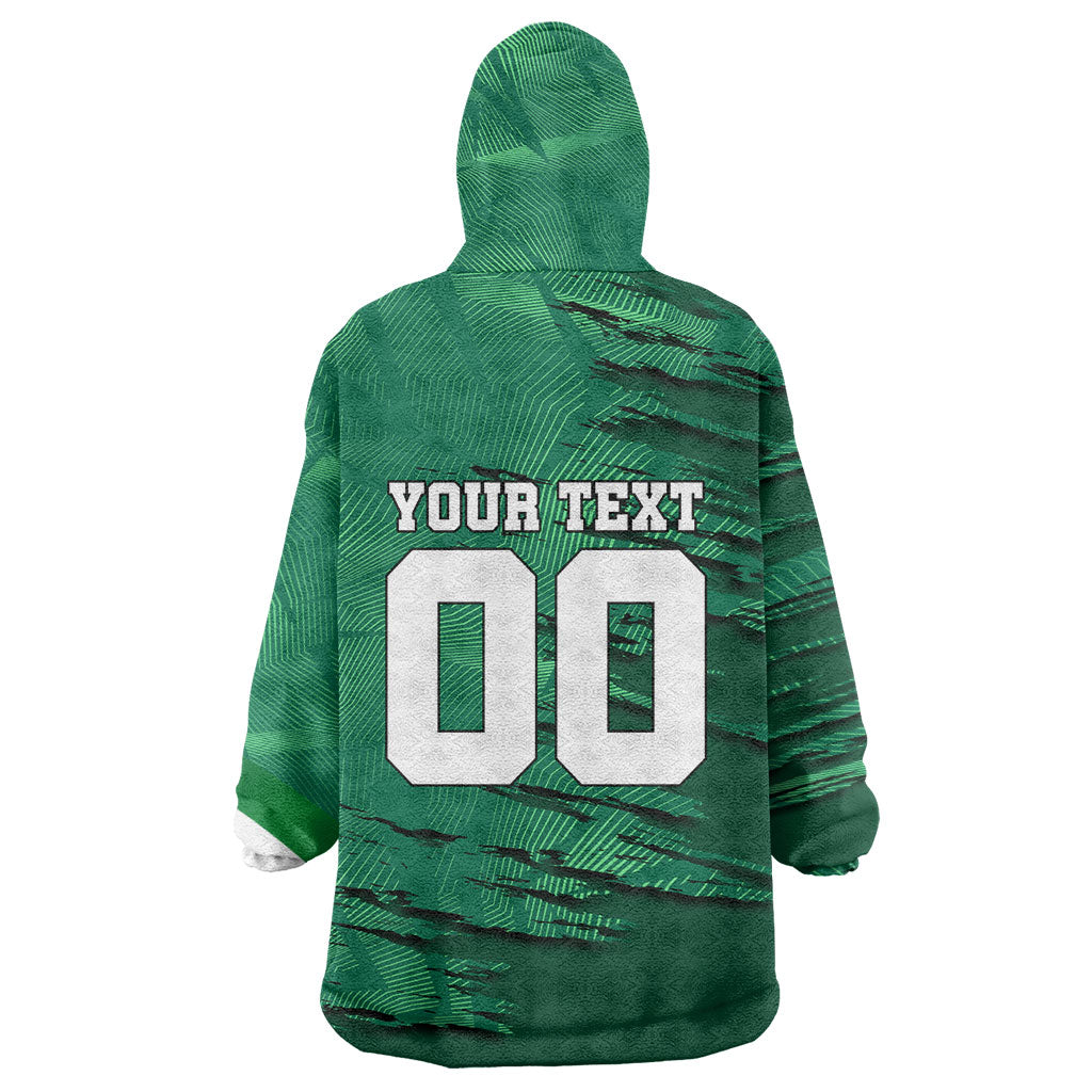 Personalized Mexico Football Wearable Blanket Hoodie Jaguar Mascot Artistic Brush Stroke Texture