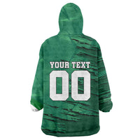Personalized Mexico Football Wearable Blanket Hoodie Jaguar Mascot Artistic Brush Stroke Texture