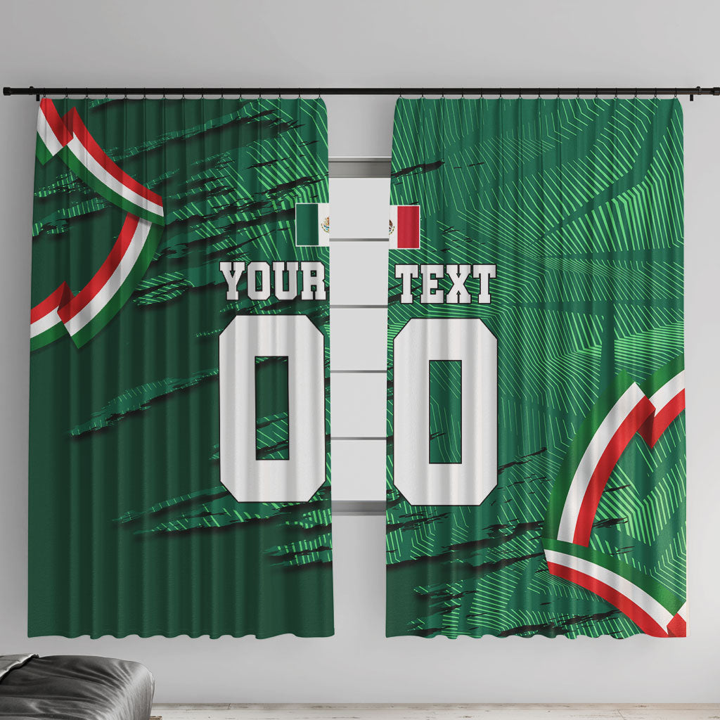 Personalized Mexico Football Window Curtain Jaguar Mascot Artistic Brush Stroke Texture