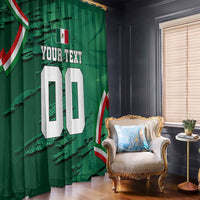 Personalized Mexico Football Window Curtain Jaguar Mascot Artistic Brush Stroke Texture