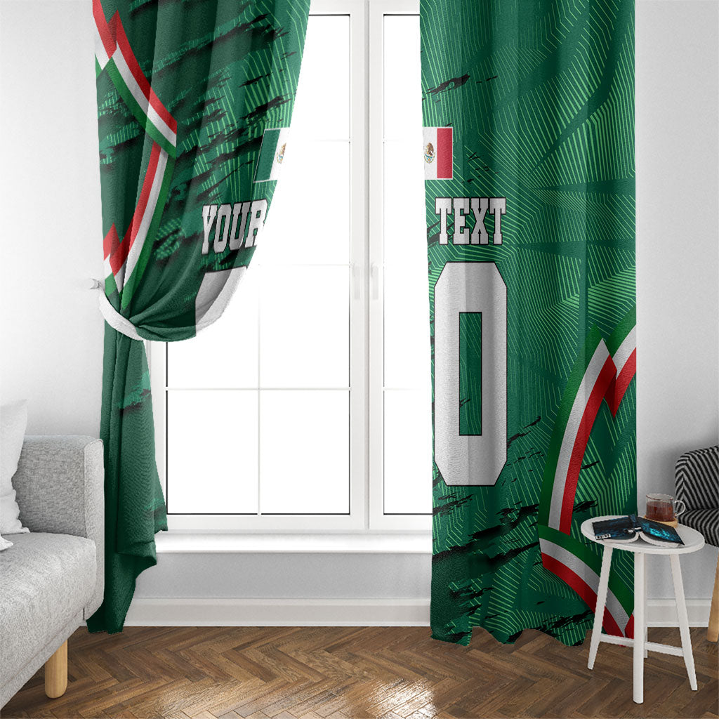 Personalized Mexico Football Window Curtain Jaguar Mascot Artistic Brush Stroke Texture