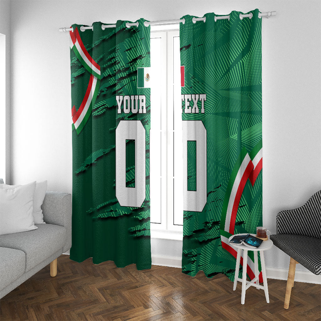 Personalized Mexico Football Window Curtain Jaguar Mascot Artistic Brush Stroke Texture