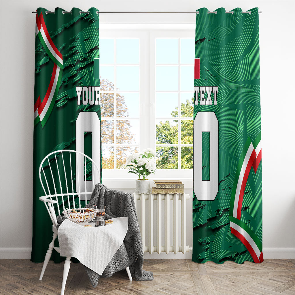 Personalized Mexico Football Window Curtain Jaguar Mascot Artistic Brush Stroke Texture