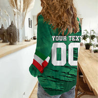 Personalized Mexico Football Women Casual Shirt Jaguar Mascot Artistic Brush Stroke Texture
