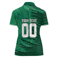 Personalized Mexico Football Women Polo Shirt Jaguar Mascot Artistic Brush Stroke Texture