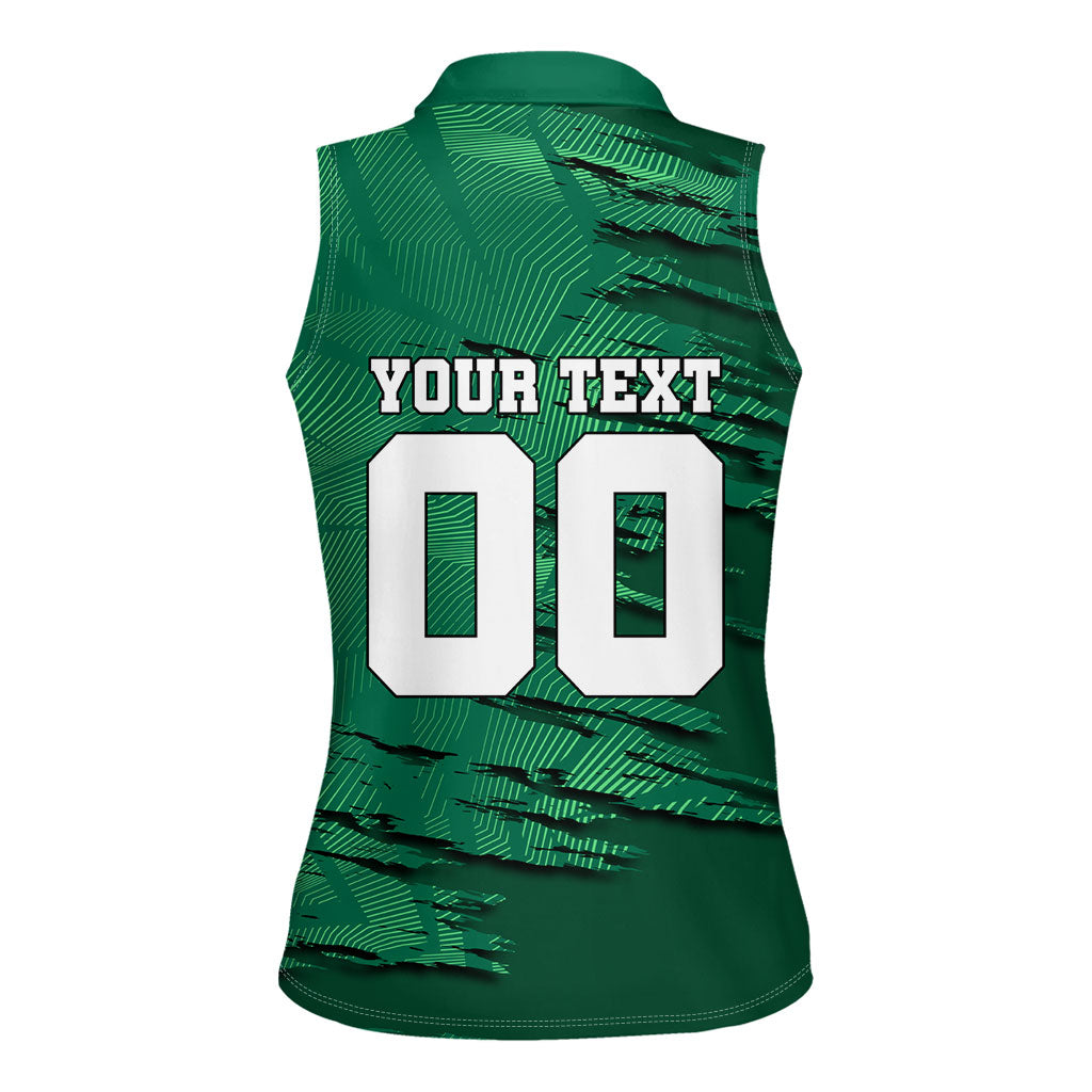 Personalized Mexico Football Women Sleeveless Polo Shirt Jaguar Mascot Artistic Brush Stroke Texture
