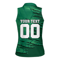 Personalized Mexico Football Women Sleeveless Polo Shirt Jaguar Mascot Artistic Brush Stroke Texture