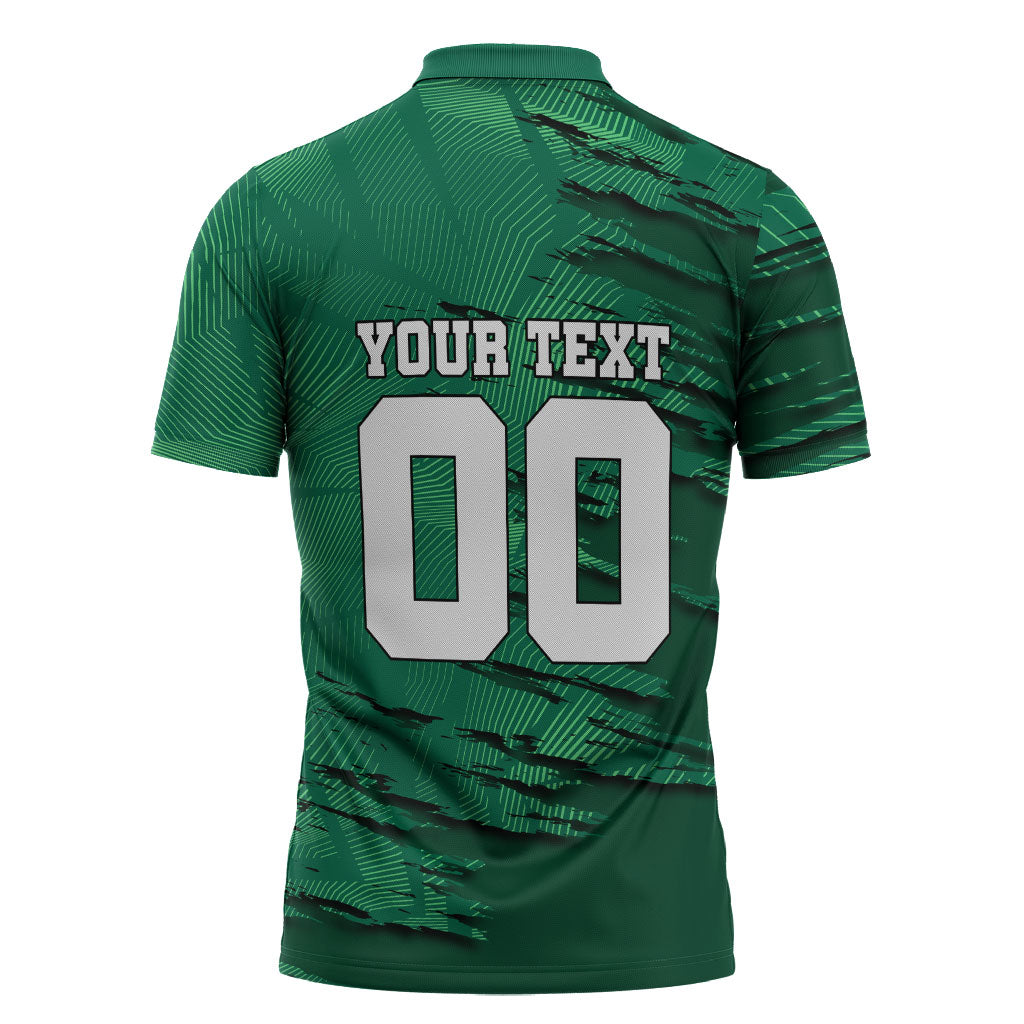 Personalized Mexico Football Zipper Polo Shirt Jaguar Mascot Artistic Brush Stroke Texture