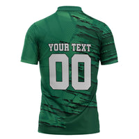 Personalized Mexico Football Zipper Polo Shirt Jaguar Mascot Artistic Brush Stroke Texture