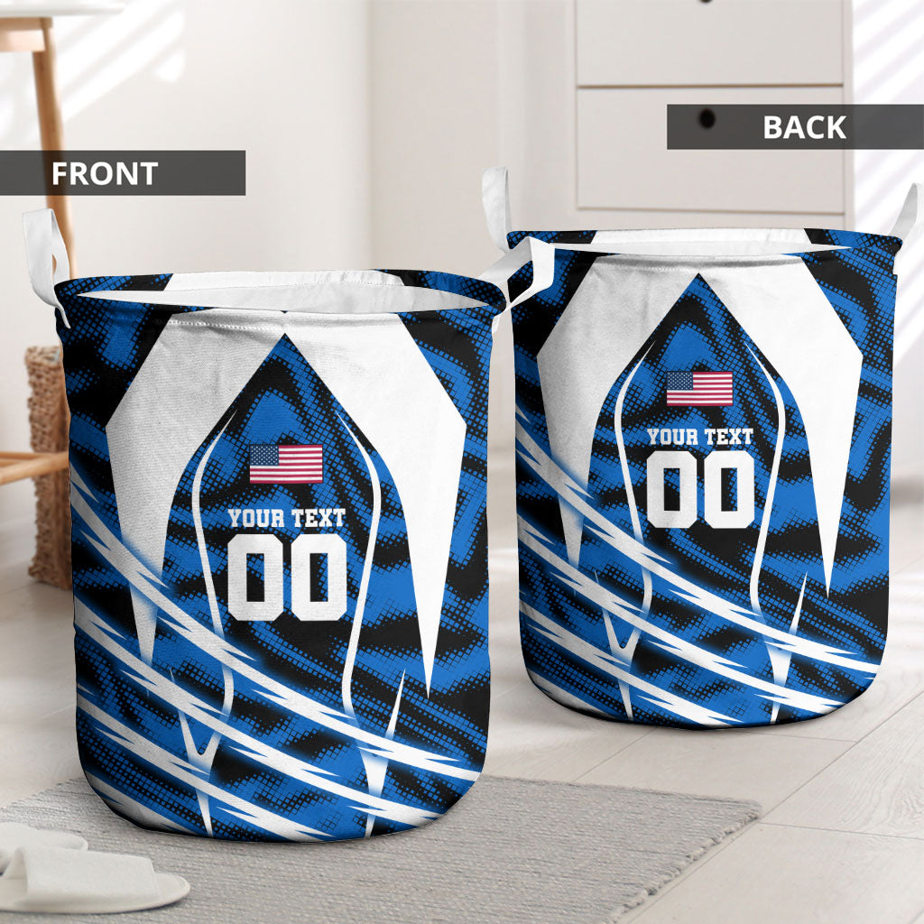 Personalized United States Soccer Laundry Basket USA Patriotic Eagle Mascot - Blue Geometric