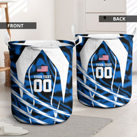 Personalized United States Soccer Laundry Basket USA Patriotic Eagle Mascot - Blue Geometric