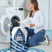 Personalized United States Soccer Laundry Basket USA Patriotic Eagle Mascot - Blue Geometric