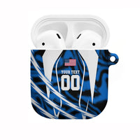 Personalized United States Soccer AirPods Case USA Patriotic Eagle Mascot - Blue Geometric
