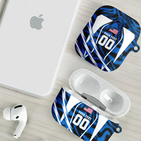 Personalized United States Soccer AirPods Case USA Patriotic Eagle Mascot - Blue Geometric