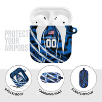 Personalized United States Soccer AirPods Case USA Patriotic Eagle Mascot - Blue Geometric