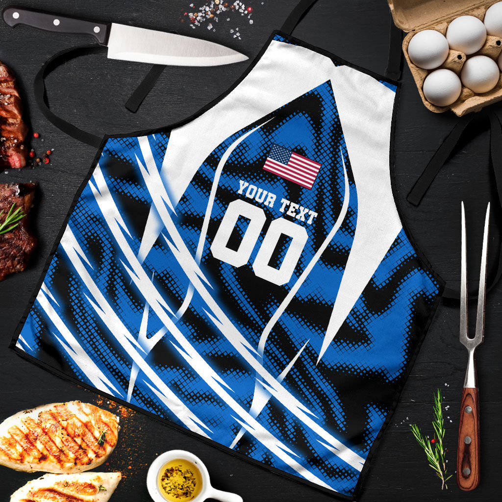 Personalized United States Soccer Apron USA Patriotic Eagle Mascot - Blue Geometric
