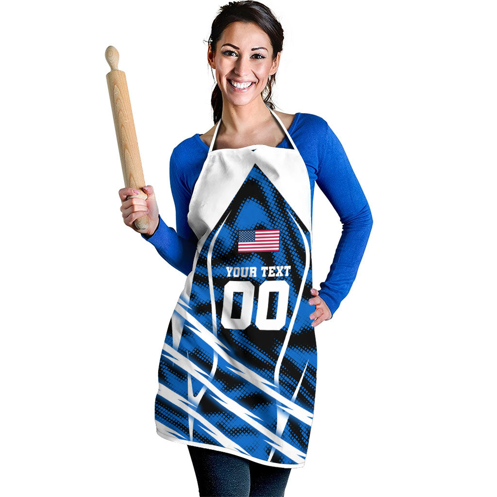 Personalized United States Soccer Apron USA Patriotic Eagle Mascot - Blue Geometric