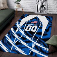 Personalized United States Soccer Area Rug USA Patriotic Eagle Mascot - Blue Geometric