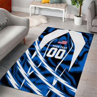 Personalized United States Soccer Area Rug USA Patriotic Eagle Mascot - Blue Geometric