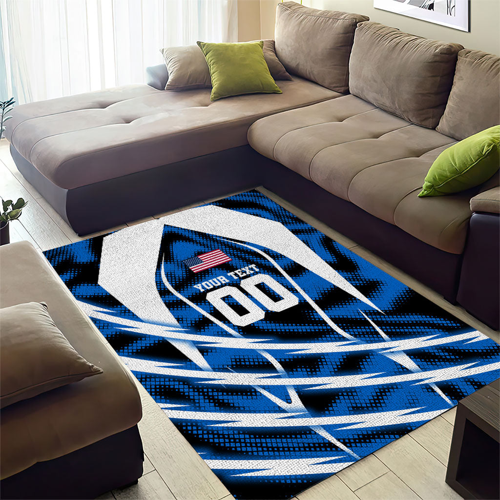 Personalized United States Soccer Area Rug USA Patriotic Eagle Mascot - Blue Geometric