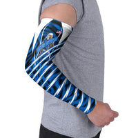 Personalized United States Soccer Arm Sleeves USA Patriotic Eagle Mascot - Blue Geometric