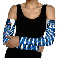 Personalized United States Soccer Arm Sleeves USA Patriotic Eagle Mascot - Blue Geometric