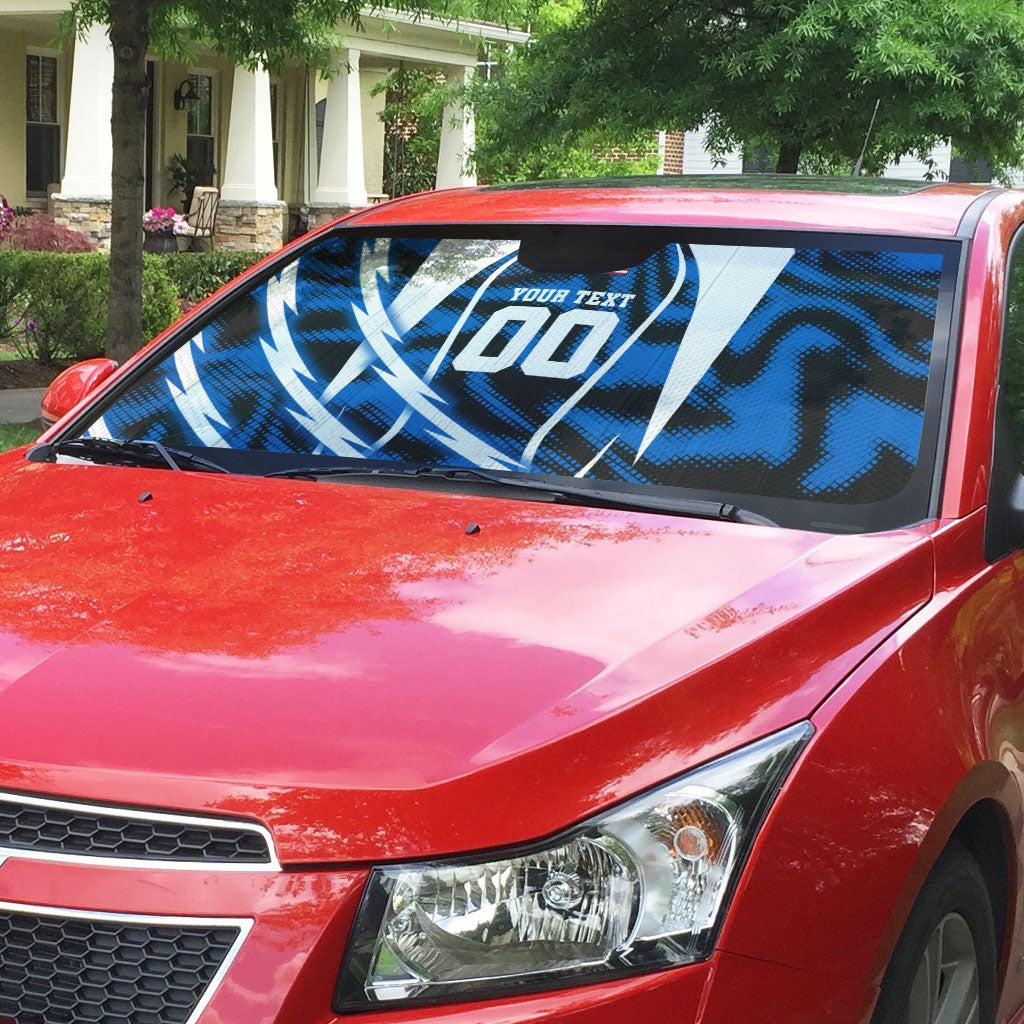 Personalized United States Soccer Auto Sun Shade USA Patriotic Eagle Mascot - Blue Geometric