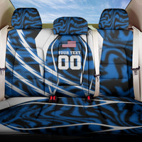 Personalized United States Soccer Back Car Seat Cover USA Patriotic Eagle Mascot - Blue Geometric