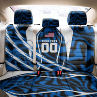 Personalized United States Soccer Back Car Seat Cover USA Patriotic Eagle Mascot - Blue Geometric