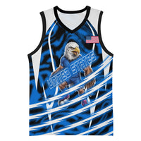 Personalized United States Soccer Basketball Jersey USA Patriotic Eagle Mascot - Blue Geometric