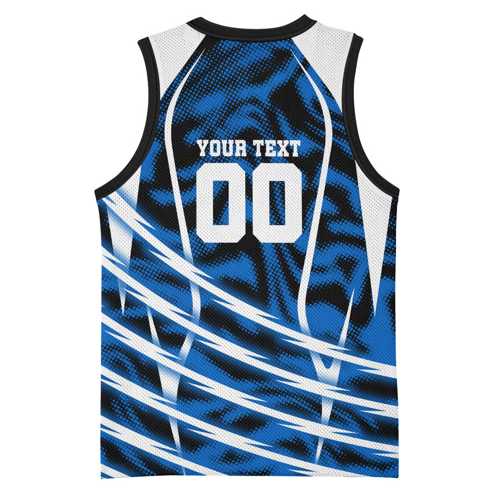 Personalized United States Soccer Basketball Jersey USA Patriotic Eagle Mascot - Blue Geometric