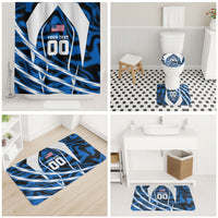 Personalized United States Soccer Bathroom Set USA Patriotic Eagle Mascot - Blue Geometric