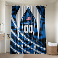 Personalized United States Soccer Bathroom Set USA Patriotic Eagle Mascot - Blue Geometric