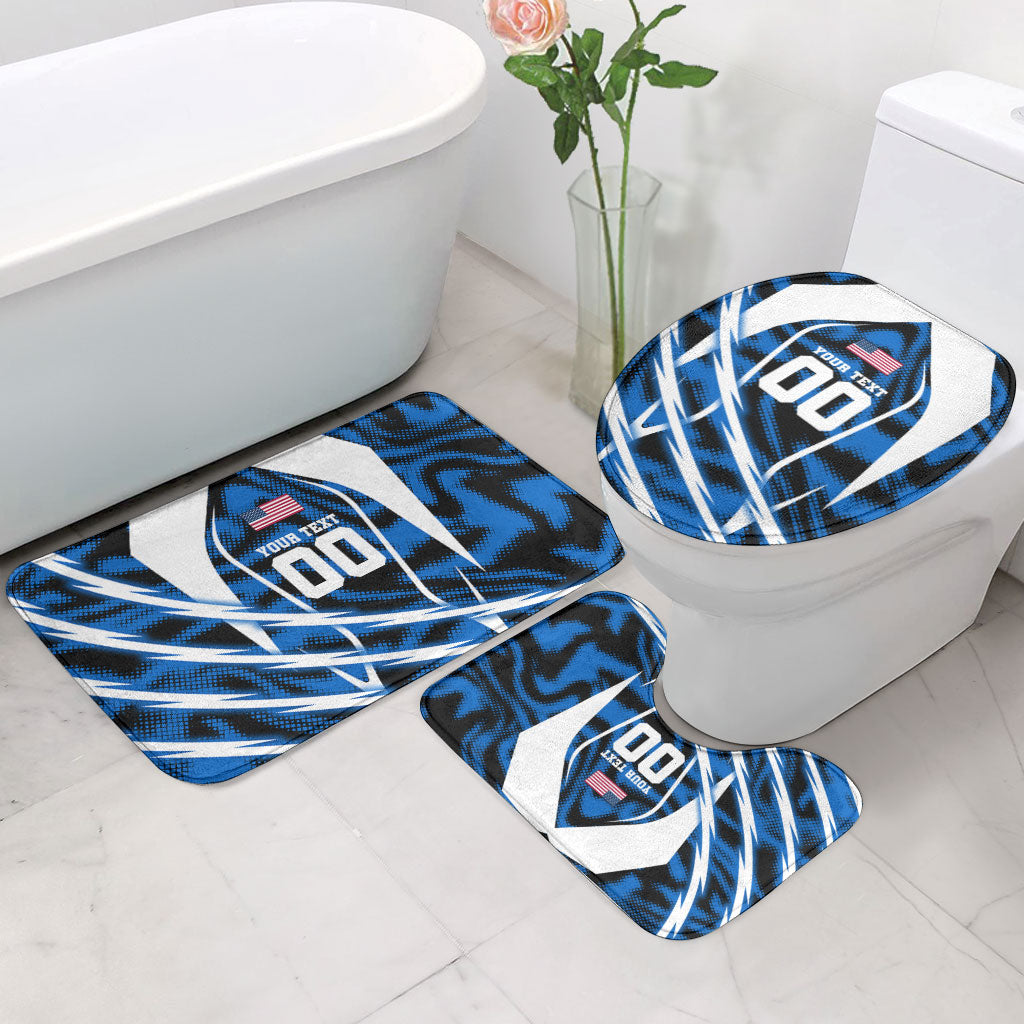 Personalized United States Soccer Bathroom Set USA Patriotic Eagle Mascot - Blue Geometric