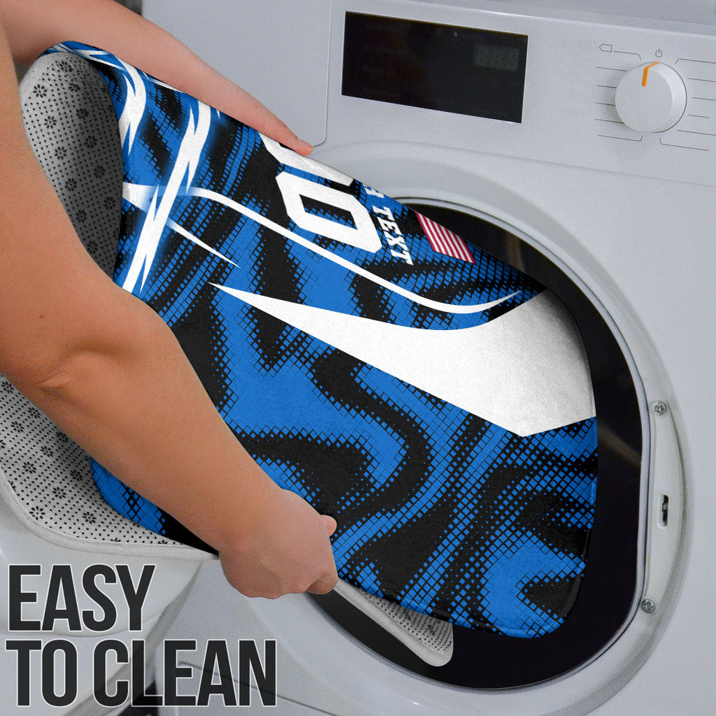 Personalized United States Soccer Bathroom Set USA Patriotic Eagle Mascot - Blue Geometric