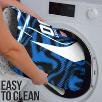 Personalized United States Soccer Bathroom Set USA Patriotic Eagle Mascot - Blue Geometric